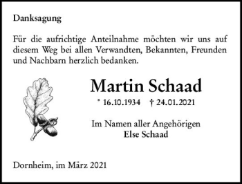 Traueranzeige von Martin Schaad von vrm-trauer