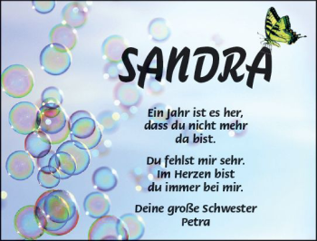 Traueranzeige von Sandra  von vrm-trauer