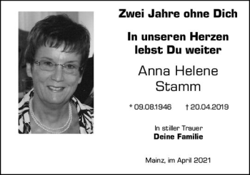 Traueranzeige von Anna Helene Stamm von vrm-trauer