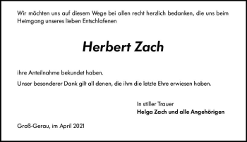 Traueranzeige von Herbert Zach von vrm-trauer