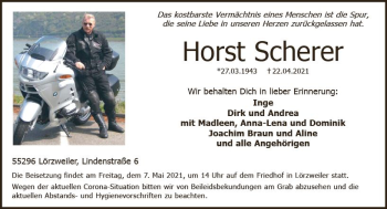 Traueranzeige von Horst Scherer von vrm-trauer
