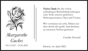 Traueranzeige von Margarete Guckes von vrm-trauer