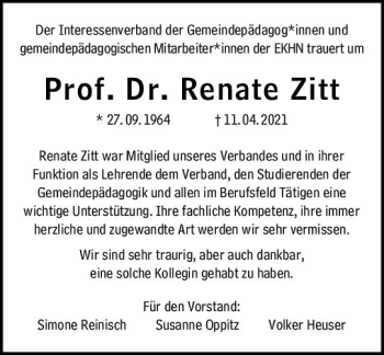 Traueranzeige von Renate Zitt von vrm-trauer