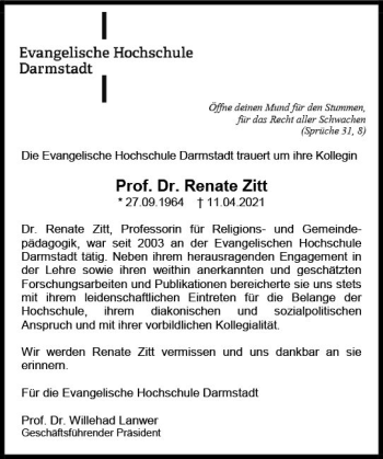 Traueranzeige von Renate Zitt von vrm-trauer