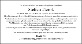 Traueranzeige von Steffen Tierok von vrm-trauer