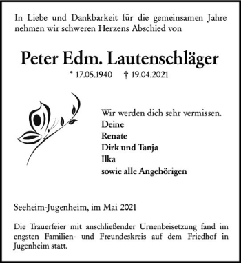 Traueranzeige von Peter Edm. Lautenschläger von vrm-trauer