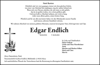 Traueranzeige von Edgar Endlich von vrm-trauer