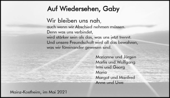 Traueranzeige von Gaby Rupot von vrm-trauer