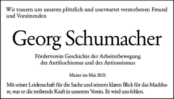 Traueranzeige von Georg Schumacher von vrm-trauer