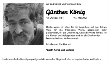 Traueranzeige von Günther König von vrm-trauer