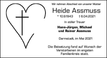 Traueranzeige von Heide Assmuss von vrm-trauer