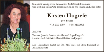 Traueranzeige von Kirsten Hogrefe von vrm-trauer