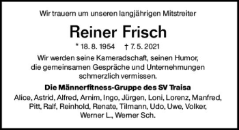 Traueranzeige von Reiner Frisch von vrm-trauer