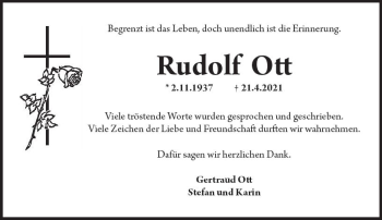 Traueranzeige von Rudolf Ott von vrm-trauer