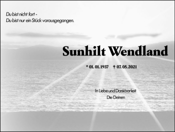 Traueranzeige von Sunhilt Wendland von vrm-trauer