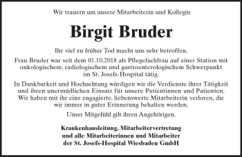 Traueranzeige von Birgit Bruder von vrm-trauer