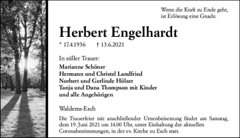 Traueranzeige von Herbert Engelhardt von vrm-trauer