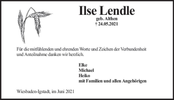 Traueranzeige von Ilse Lendle von vrm-trauer