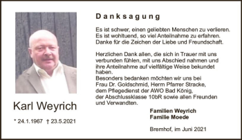 Traueranzeige von Karl Weyrich von vrm-trauer