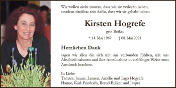 Traueranzeige von Kirsten Hogrefe von vrm-trauer