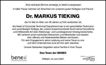 Traueranzeige von Markus Tieking von vrm-trauer