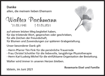 Traueranzeige von Walter Pachmann von vrm-trauer