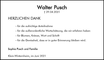 Traueranzeige von Walter Pusch von vrm-trauer