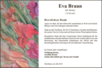 Traueranzeige von Eva Braun von vrm-trauer