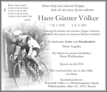 Traueranzeige von Hans Günter Völker von vrm-trauer