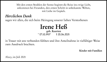 Traueranzeige von Irene Heß von vrm-trauer