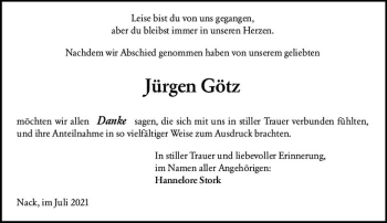 Traueranzeige von Jürgen Götz von vrm-trauer