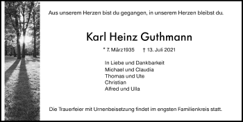 Traueranzeige von Karl Heinz Guthmann von vrm-trauer