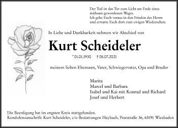 Traueranzeige von Kurt Scheideler von vrm-trauer