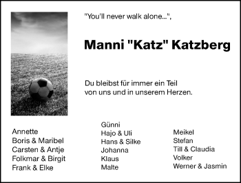 Traueranzeige von Manni Katzberg von vrm-trauer