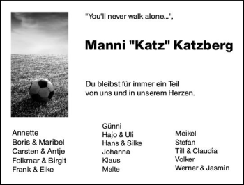 Traueranzeige von Manni Katzberg von vrm-trauer