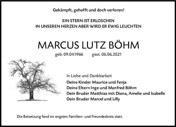 Traueranzeige von Marcus Lutz Böhm von vrm-trauer