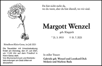 Traueranzeige von Nargott Wenzel von vrm-trauer
