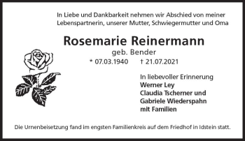 Traueranzeige von Rosemarie Reinermann von vrm-trauer