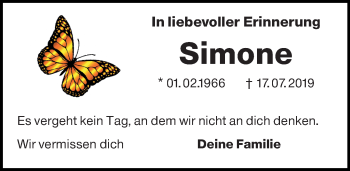Traueranzeige von Simone  von vrm-trauer