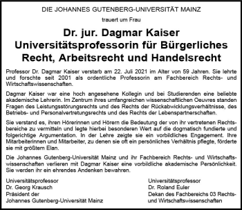 Traueranzeige von Dagmar Kaiser von vrm-trauer