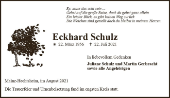 Traueranzeige von Eckhard Schulz von vrm-trauer