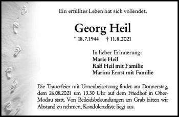 Traueranzeige von Georg Heil von vrm-trauer