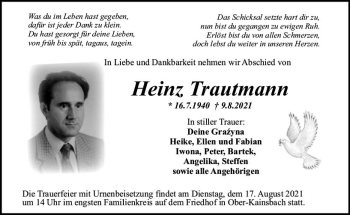 Traueranzeige von Heinz Trautmnann von vrm-trauer