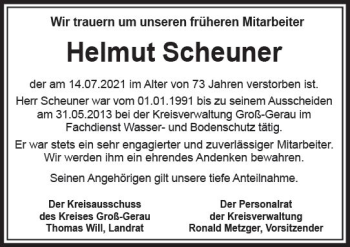 Traueranzeige von Helmut Scheuner von vrm-trauer