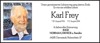 Traueranzeige von Karl Frey von vrm-trauer