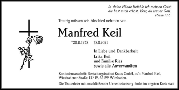 Traueranzeige von Manfred Keil von vrm-trauer