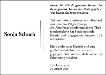 Traueranzeige von Sonja Schuch von vrm-trauer