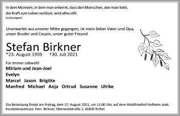 Traueranzeige von Stefan Birkner von vrm-trauer