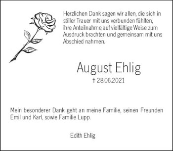 Traueranzeige von August Ehlig von vrm-trauer
