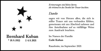 Traueranzeige von Bernhard Kuban von vrm-trauer